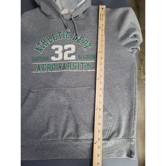 VTG Aeropostale SZ M y2k Grunge Thrashed Hoodie Sweatshirt Pullover Gray *READ - Picture 10 of 11